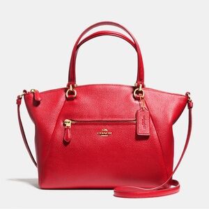 NWOT Coach Prairie Satchel in Red Pebble Leather Crossbody Shoulder Bag